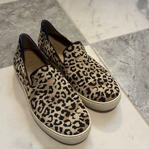 Rothy's Black and Tan Patterned Slip-Ons